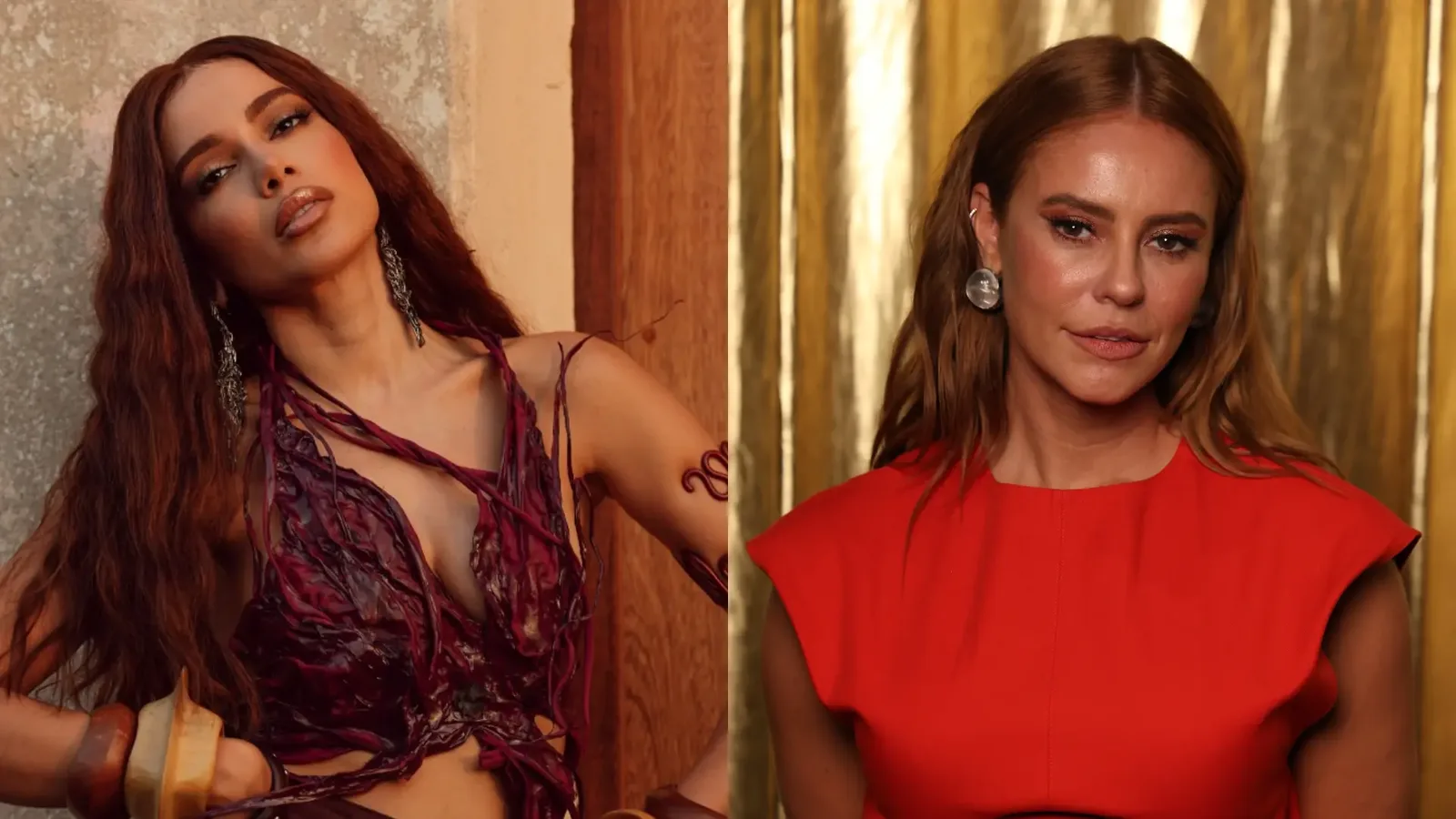 Anitta conversa com Paolla Oliveira antes de assumir posto na Grande Rio